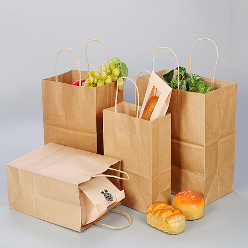 Brown kraft twisted handle paper bag 