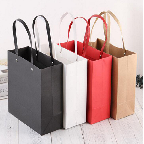 Custom square bottom paper shopping bag with logo printed